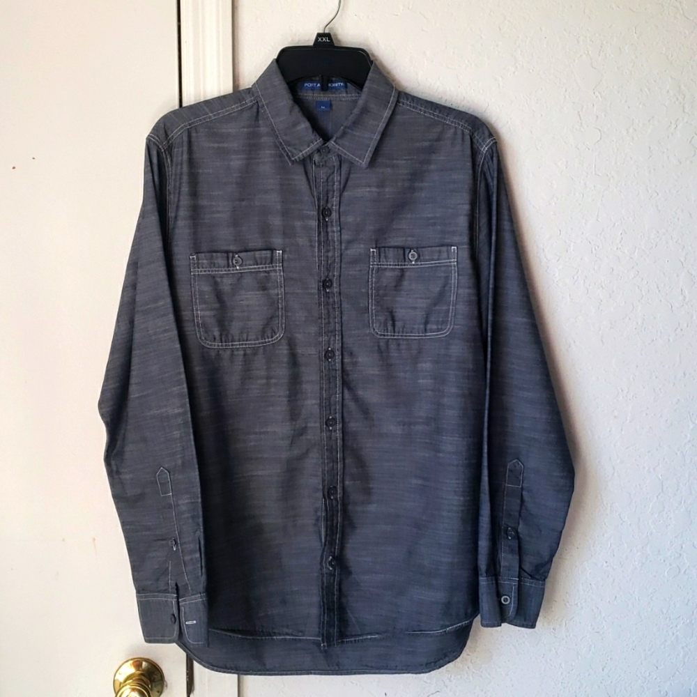 PORT AUTHORITY LONG SLEEVE BOTTOM DOWN SHIRT.